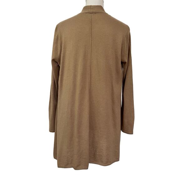 J Jill Womens Open Front Draped Wool Blend Cardigan Size SP Tan Neutral Travel - Picture 2 of 7